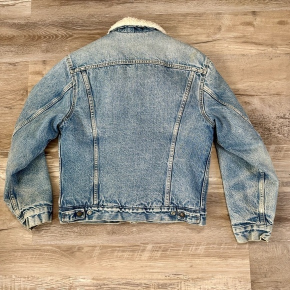 Vintage Levi’s made in USA denim trucker coat jacket fleece lined mens Small - Picture 3 of 5